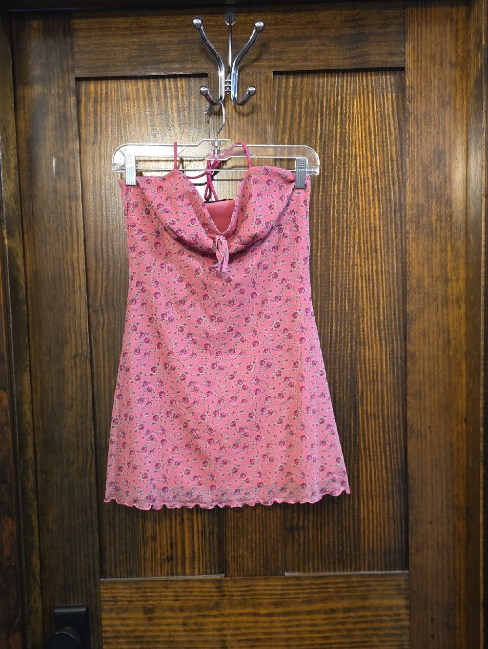 Urban Outfitters Pink Floral Tie-Front Cami Dress Size Small
